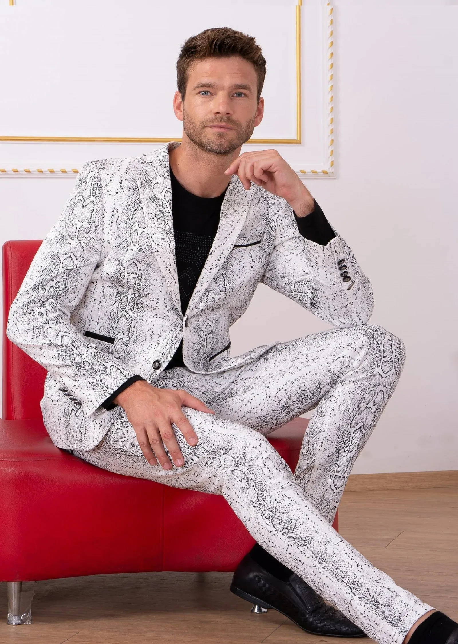 White Black Snake 2-Piece Suit