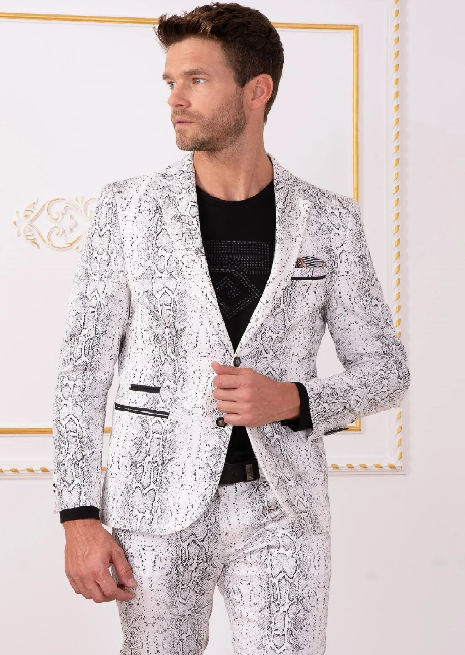 White Black Snake 2-Piece Suit