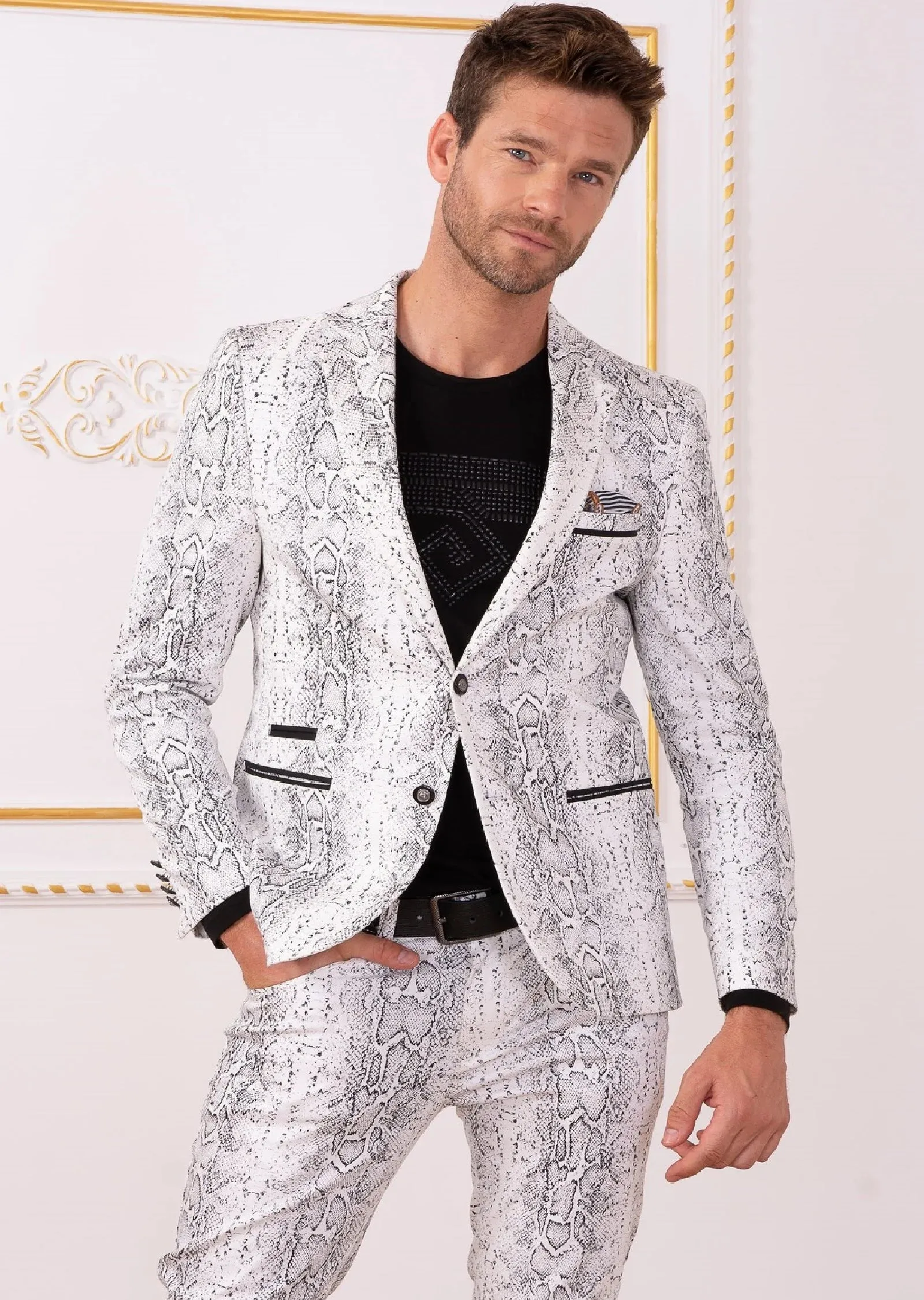 White Black Snake 2-Piece Suit