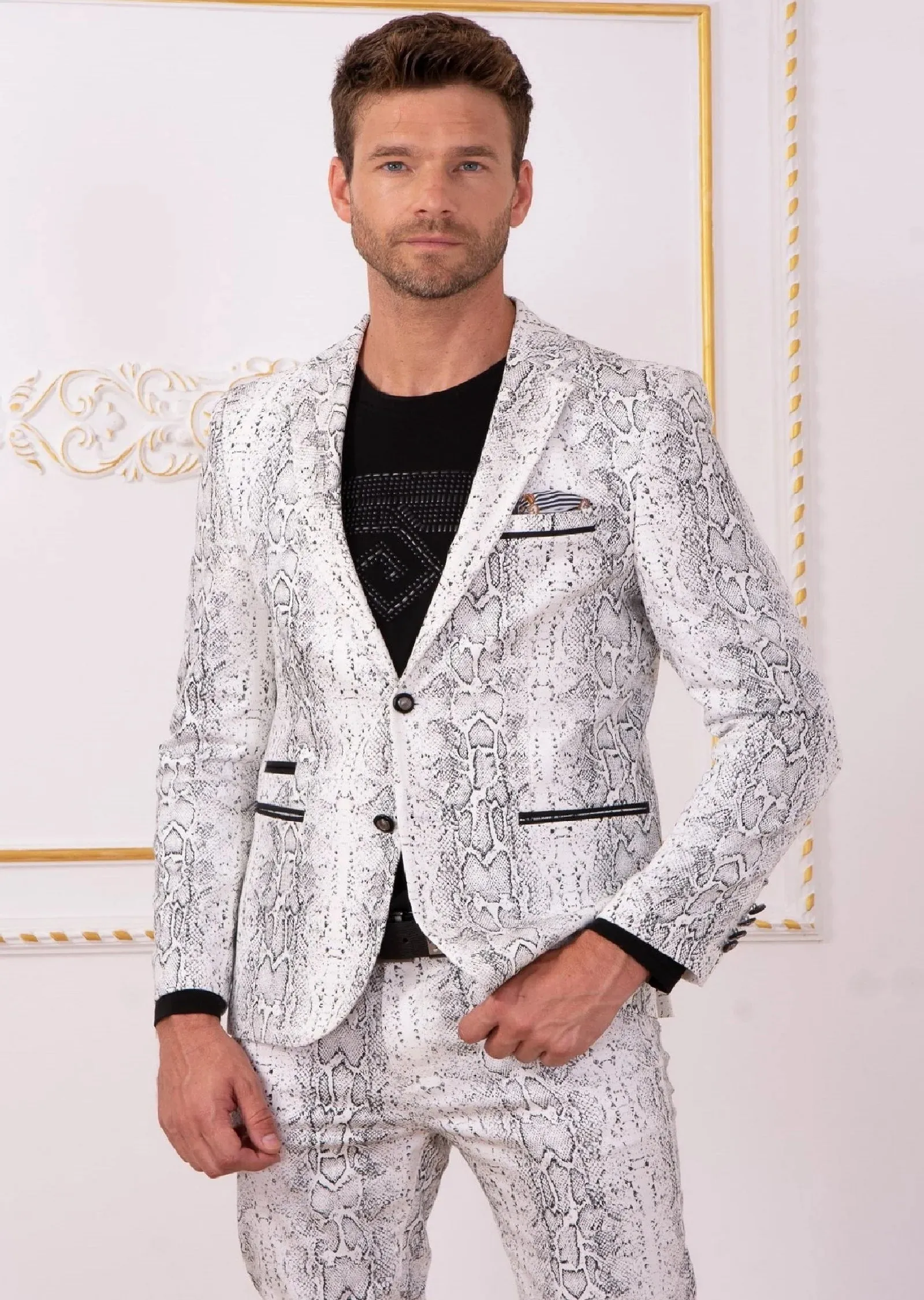 White Black Snake 2-Piece Suit