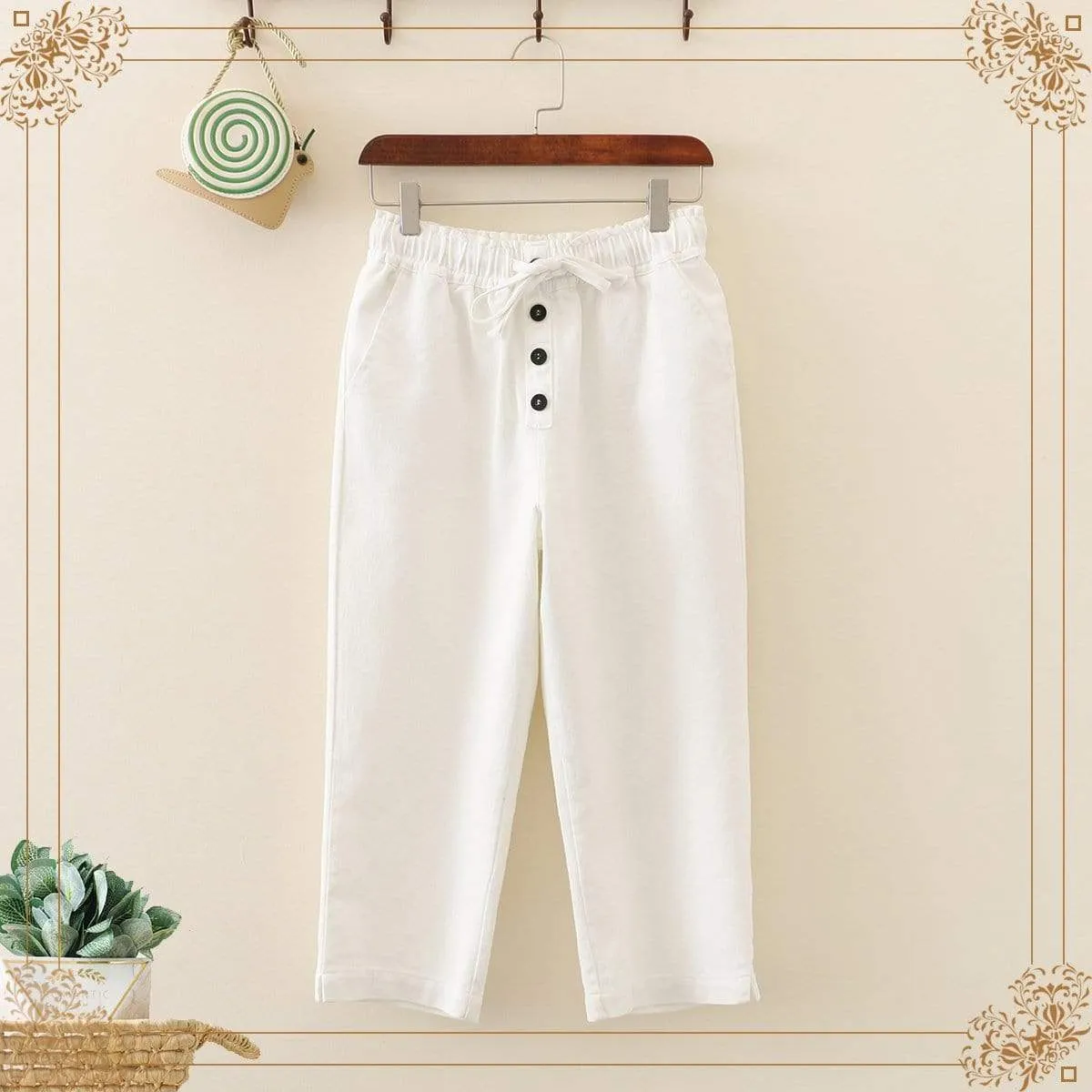 Women's Casual Pure Color Single-breasted Pants